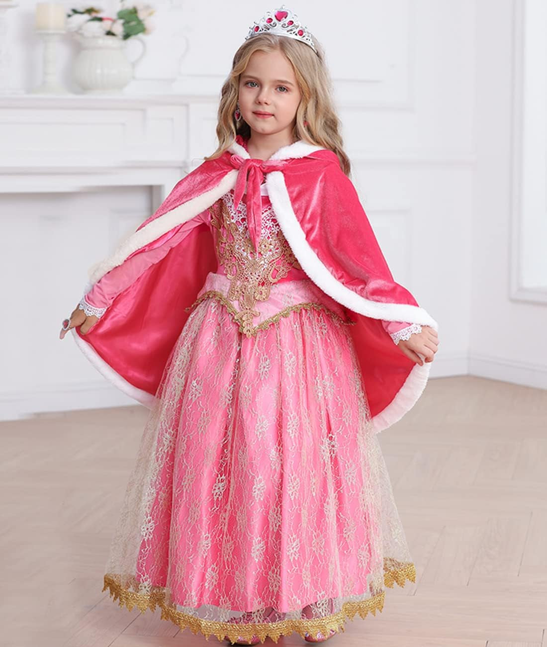 Princess Cloak with Hood Girls Cape Kid Toddler Costume Dress up for Halloween Christmas Carnival Cosplay