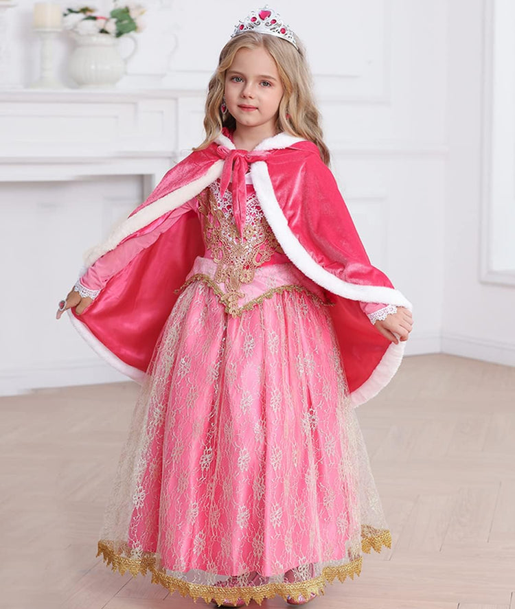 Princess Cloak with Hood Girls Cape Kid Toddler Costume Dress up for Halloween Christmas Carnival Cosplay