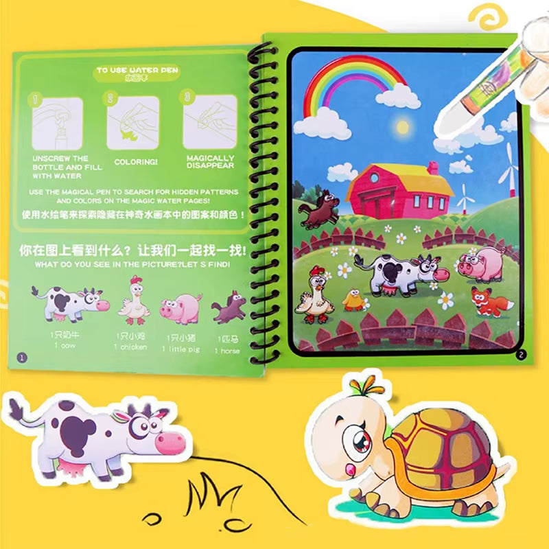 Coloring Books Painting Toy Magic Water Drawing Books Toddler Graffiti Toy DIY Craft Toys for Children Gifts